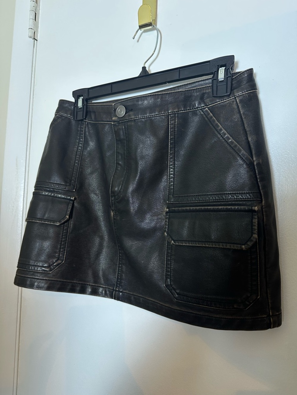 Ci Sono Black Faux Leather-Trim Skirt